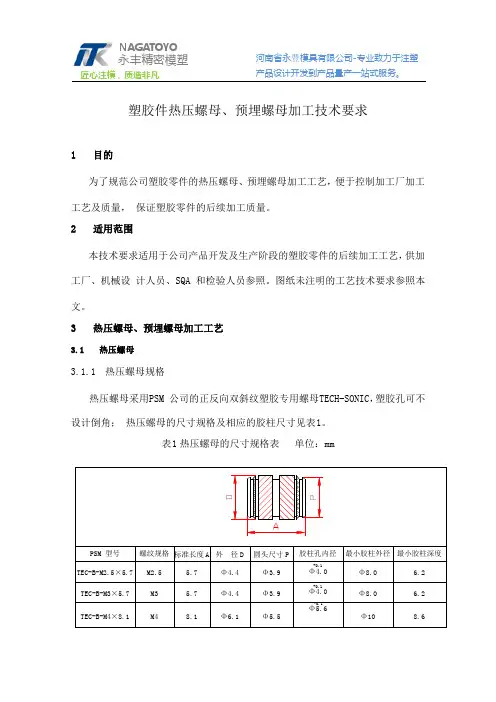 注塑预埋铜螺母技术