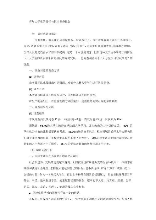 青年大学生的责任与担当调查报告