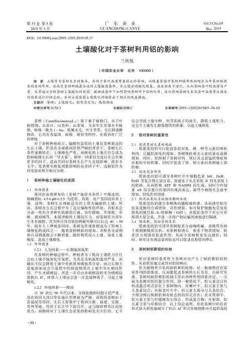 土壤酸化对于茶树利用铝的影响