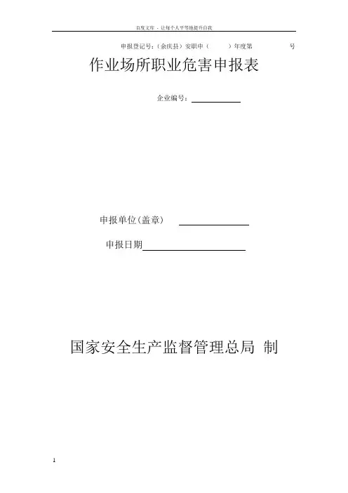 职业卫生申报样表