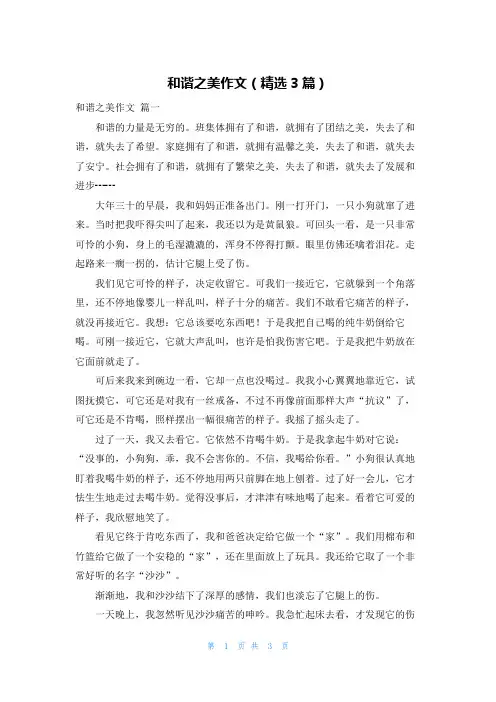 和谐之美作文(精选3篇)