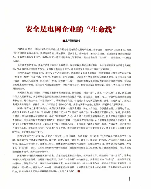 安全是电网企业的“生命线”