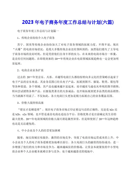 2023年电子商务年度工作总结与计划(六篇)