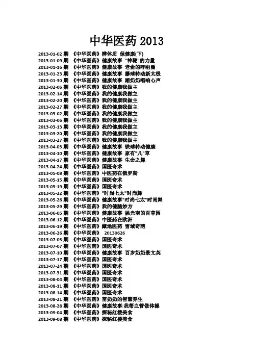 中华医药2013