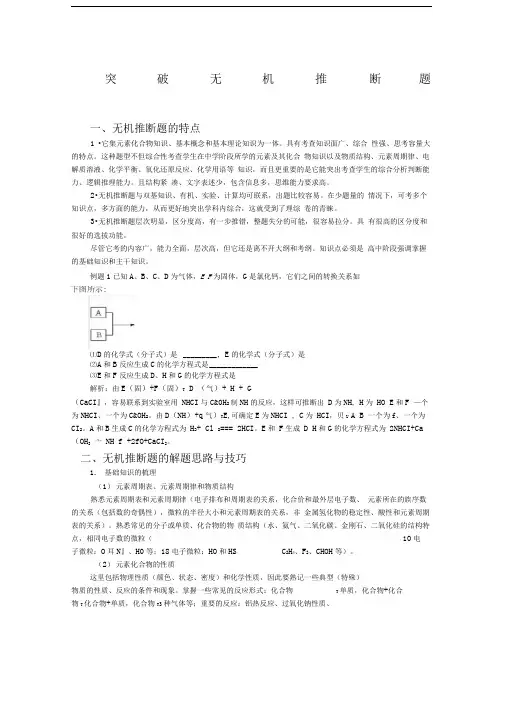 无机推断题的解题思路与技巧