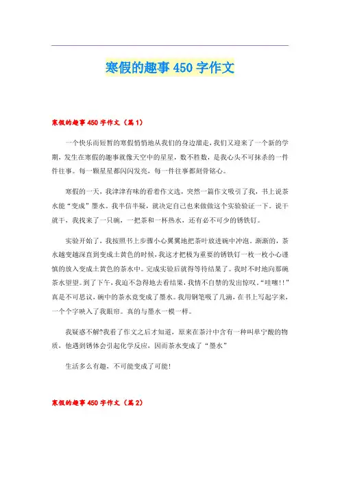 寒假的趣事450字作文