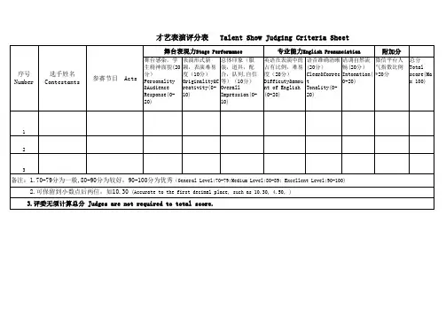 英文才艺表演评分表