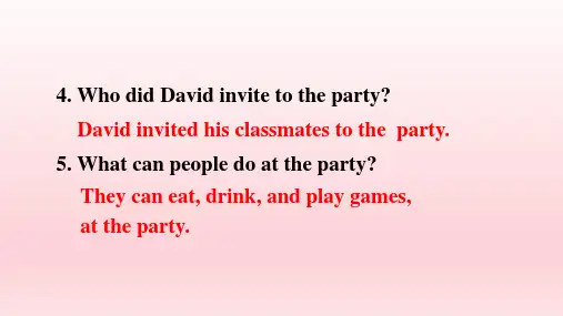八年级英语上册  Unit 9 Can you come to my party Section B
