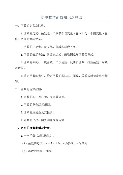 初中数学函数知识点总结