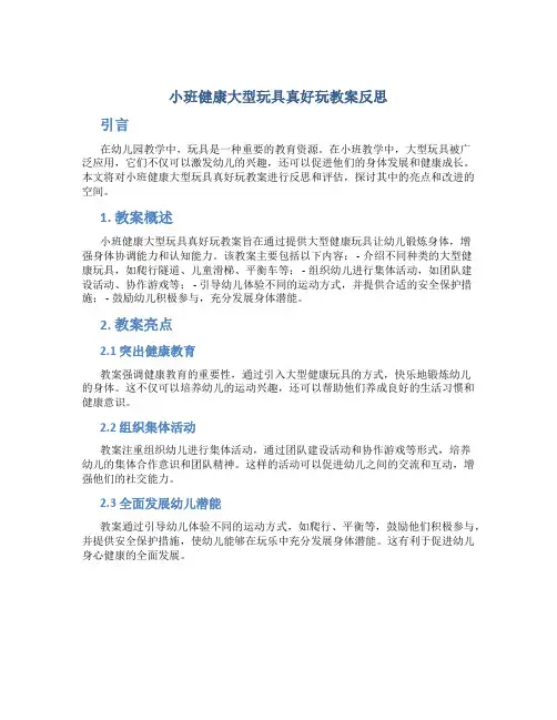 小班健康大型玩具真好玩教案反思