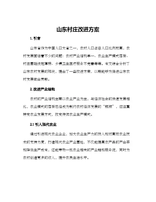 山东村庄改进方案
