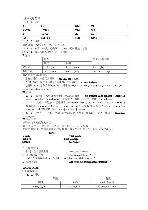 法语基础语法总结