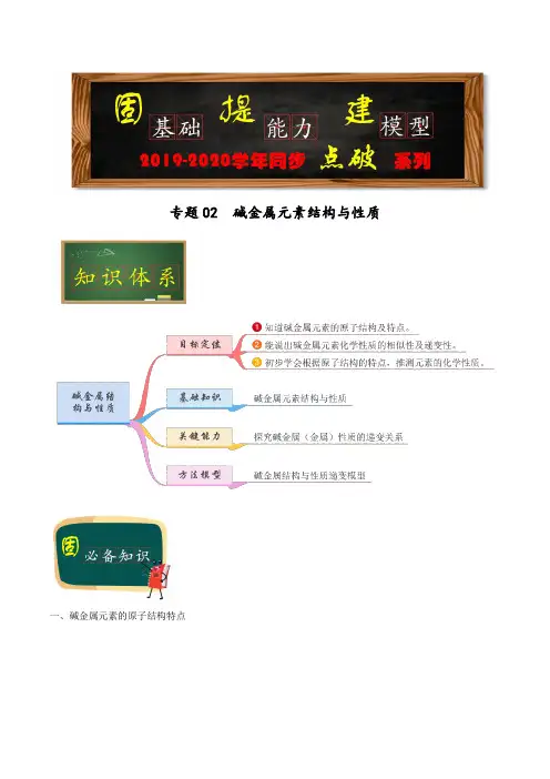 高中人教版化学必修二专题02  碱金属元素结构与性质(学生版)