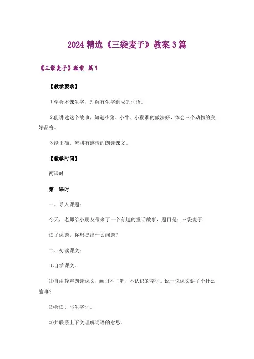2024精选《三袋麦子》教案3篇