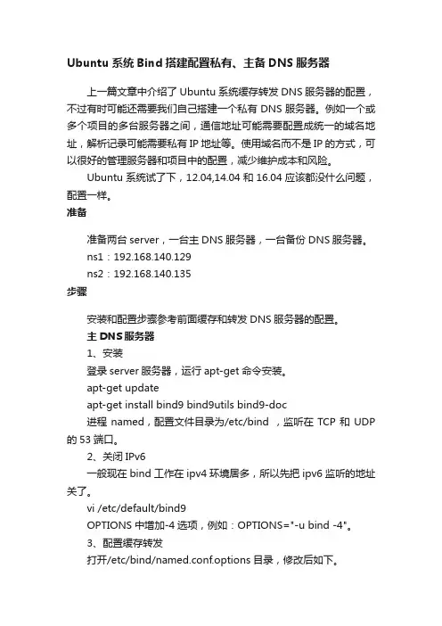 Ubuntu系统Bind搭建配置私有、主备DNS服务器