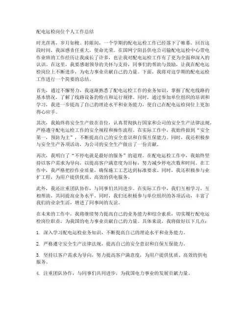 配电运检岗位个人工作总结