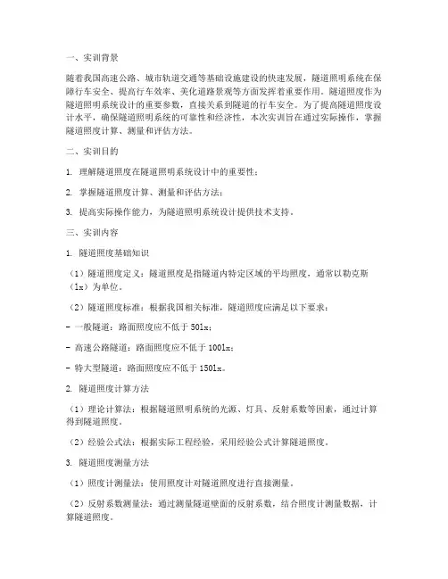 隧道照度实训报告