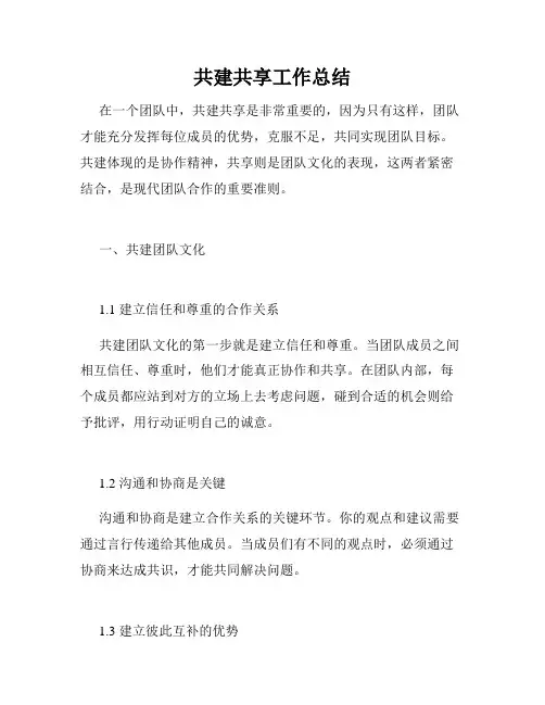 共建共享工作总结