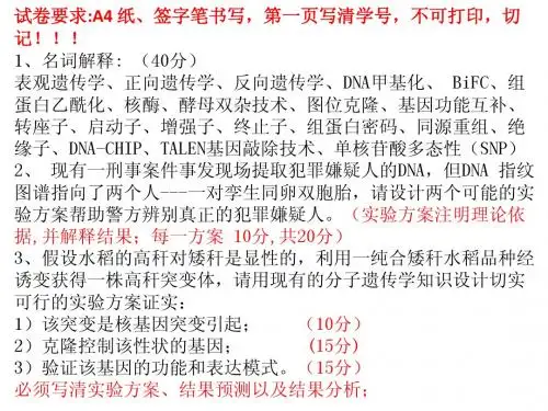 分子遗传学试题