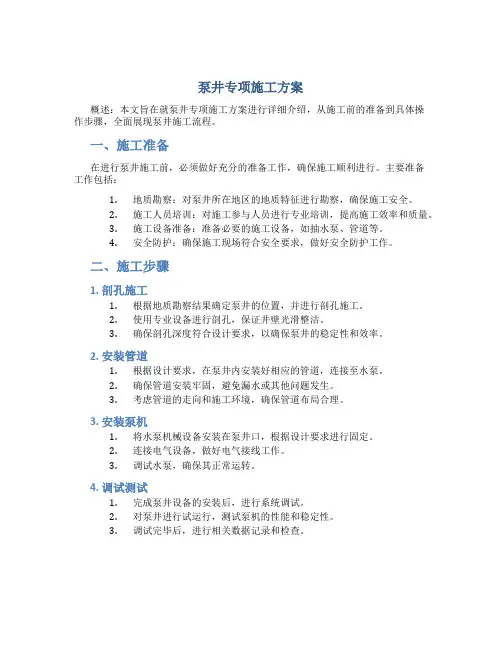 泵井专项施工方案