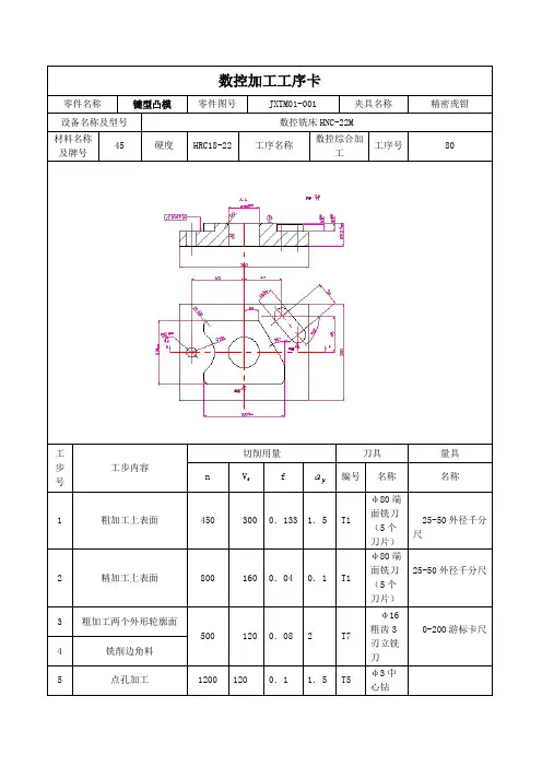 数控加工工序卡范文