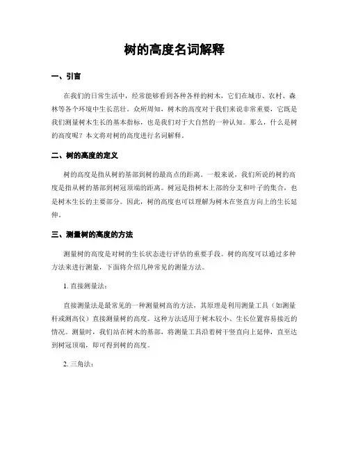 树的高度名词解释