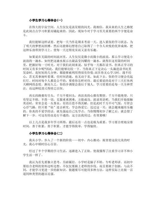 小学生学习心得体会范文五篇
