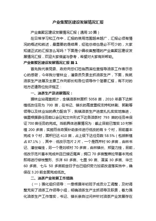 产业集聚区建设发展情况汇报