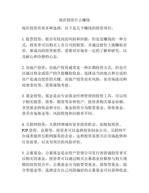 现在投资什么赚钱