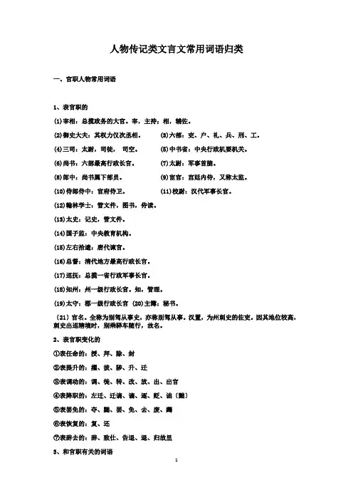 高考人物传记类文言文常用词语归类(很详细哦)