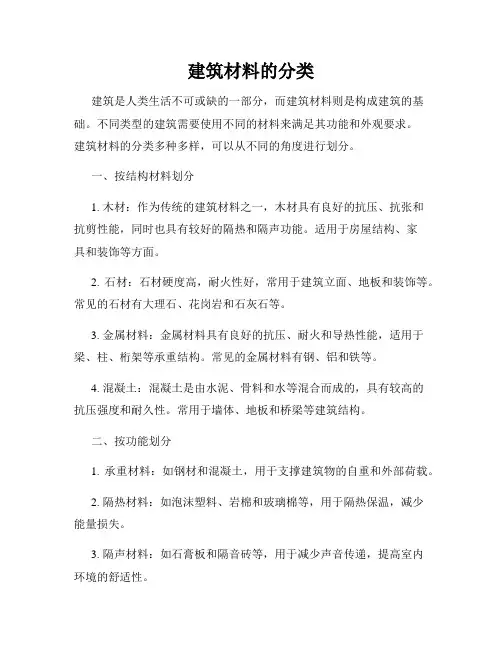 建筑材料的分类