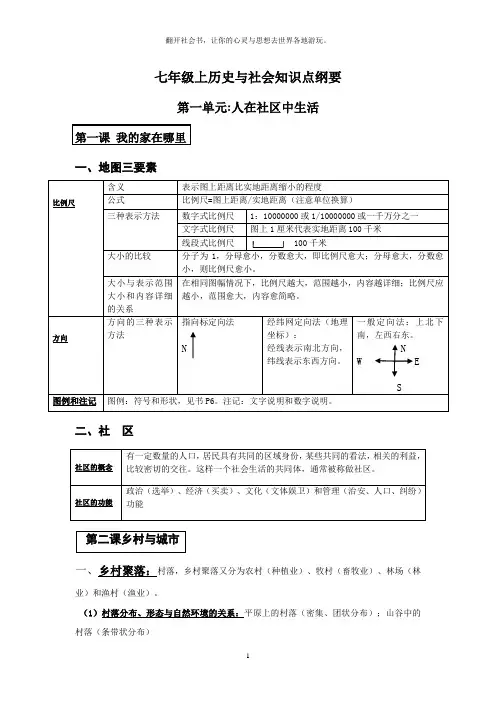 2018年新版人教版七年级历史与社会上册知识点(全)