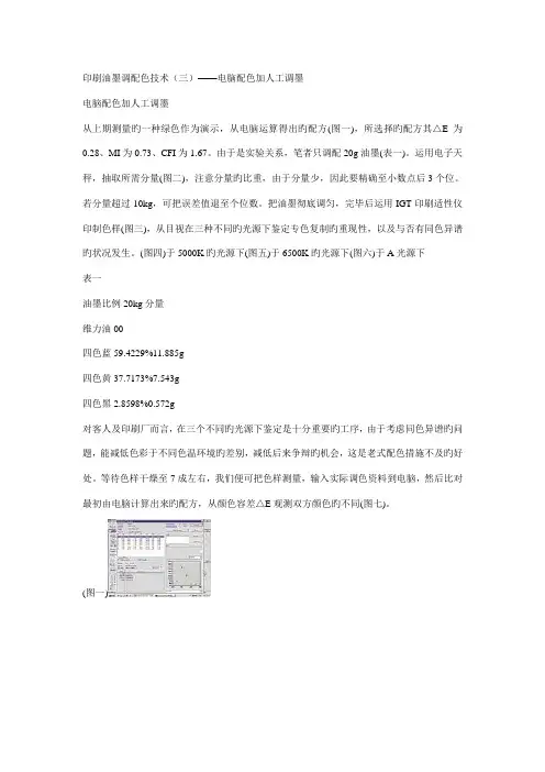 印刷油墨调配色重点技术