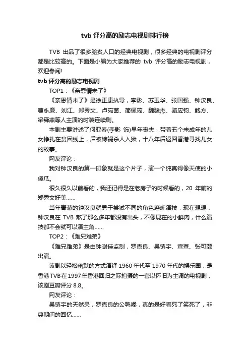 tvb评分高的励志电视剧排行榜