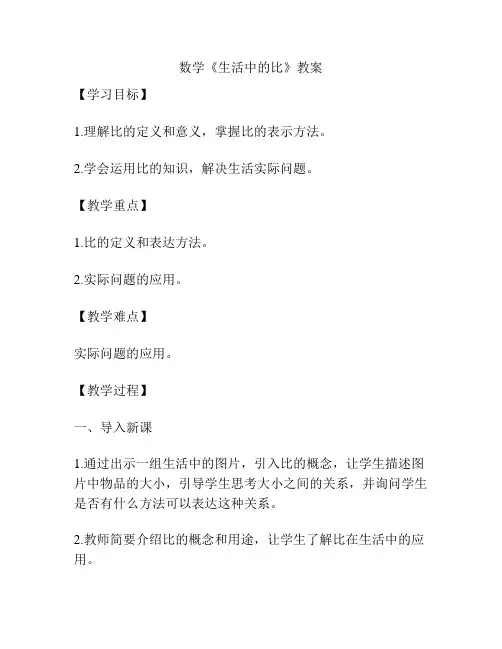 数学《生活中的比》教案