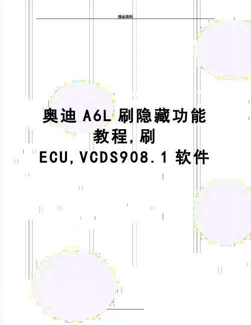 最新奥迪A6L刷隐藏功能教程,刷ECU,VCDS908.1软件