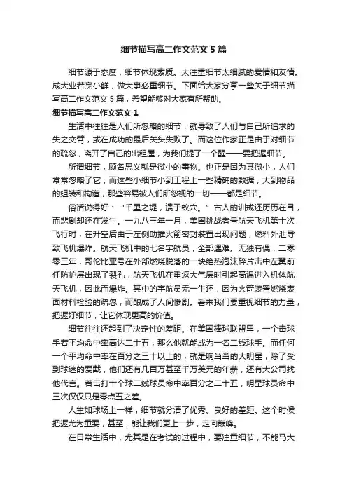 细节描写高二作文范文5篇