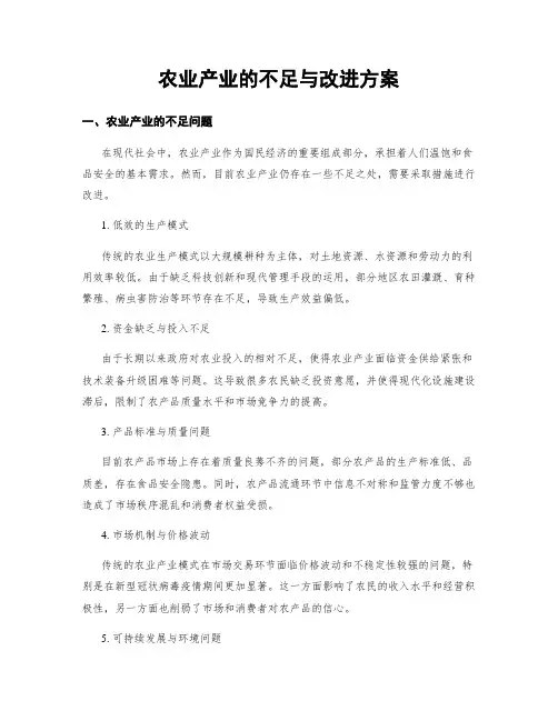 农业产业的不足与改进方案