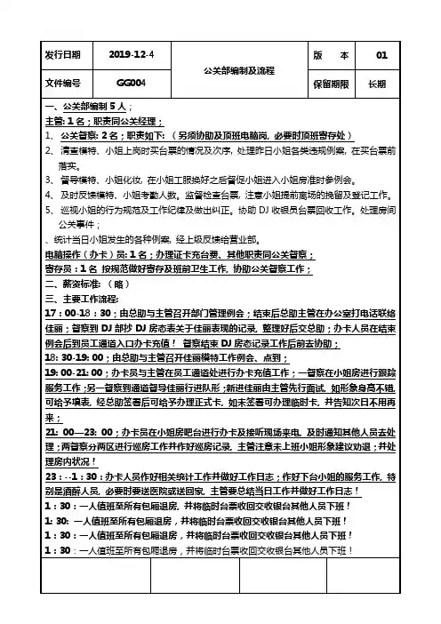 公关部编制及流程