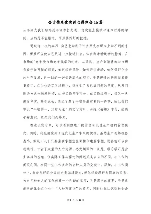会计信息化实训心得体会15篇