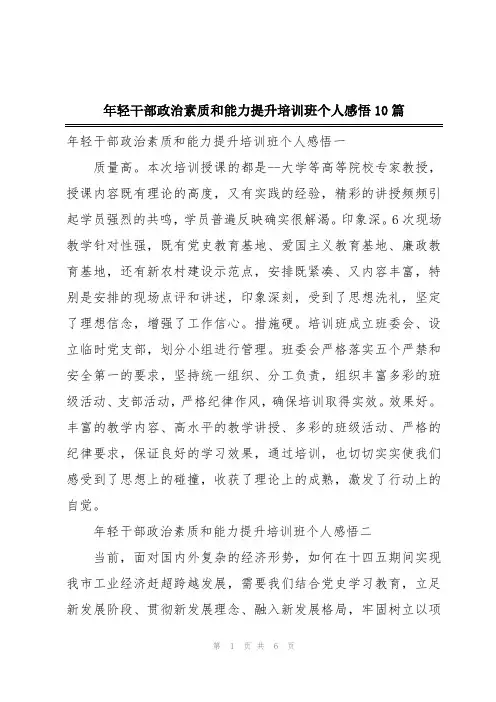 年轻干部政治素质和能力提升培训班个人感悟10篇
