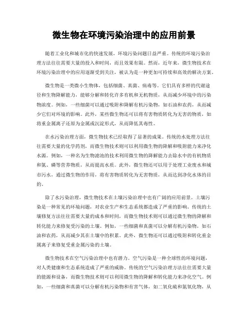 微生物在环境污染治理中的应用前景