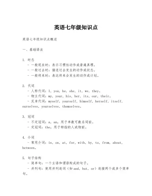 英语七年级知识点