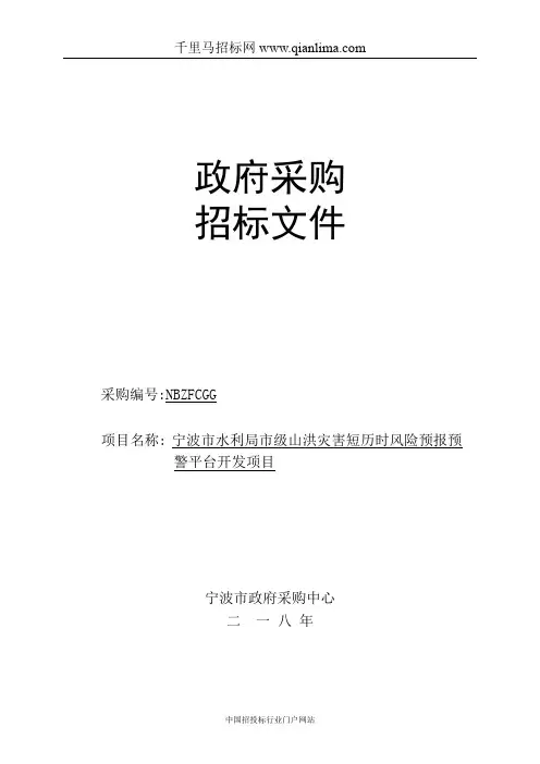水利局市级山洪灾害短历时风险预报预警平台开发项目的采购结果招投标书范本