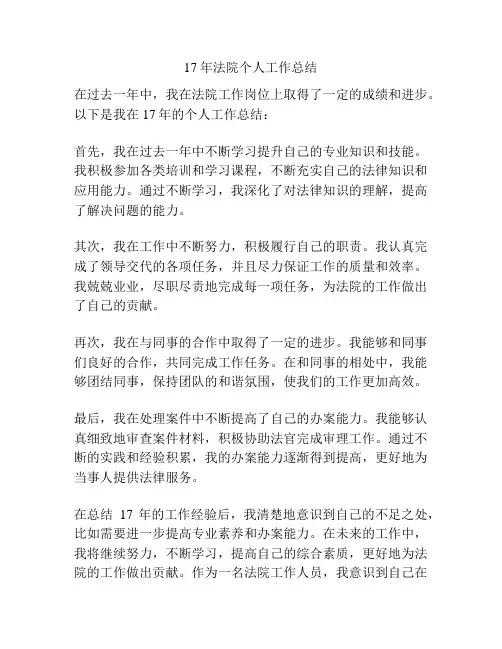 17年法院个人工作总结