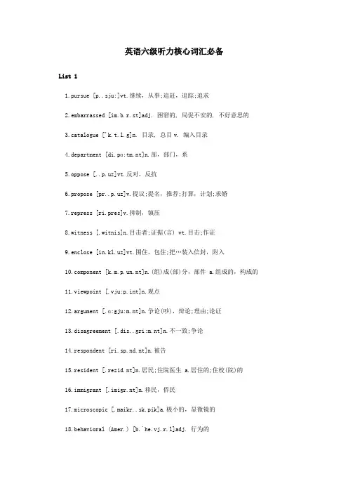 英语六级听力核心词汇必备