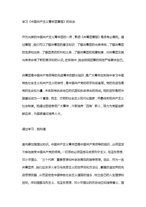中国共青团章程读后感