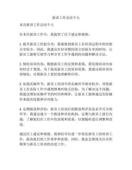 新训工作总结个人