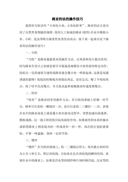 钓鱼技巧：路亚钓法的操作技巧