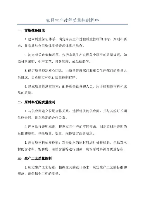 家具生产过程质量控制程序